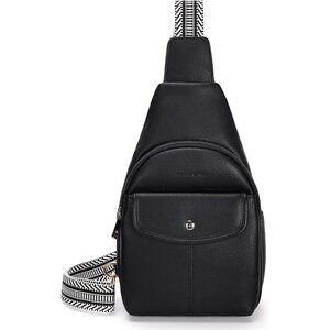 New Large Black PU Leather Sling Bag Anti-theft Crossbody Travel Bag Purse